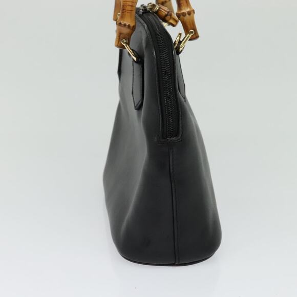 GUCCI Bamboo Hand Bag Leather Black Gold 000 2865 000 2865 - Picture 4 of 12